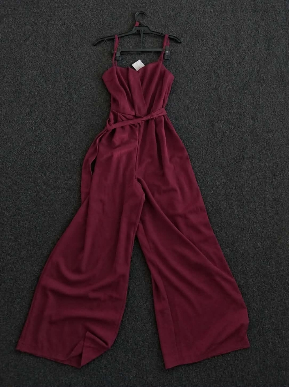 Nine West Maddie Plum Wide Leg Jumpsuit Burgundy Large